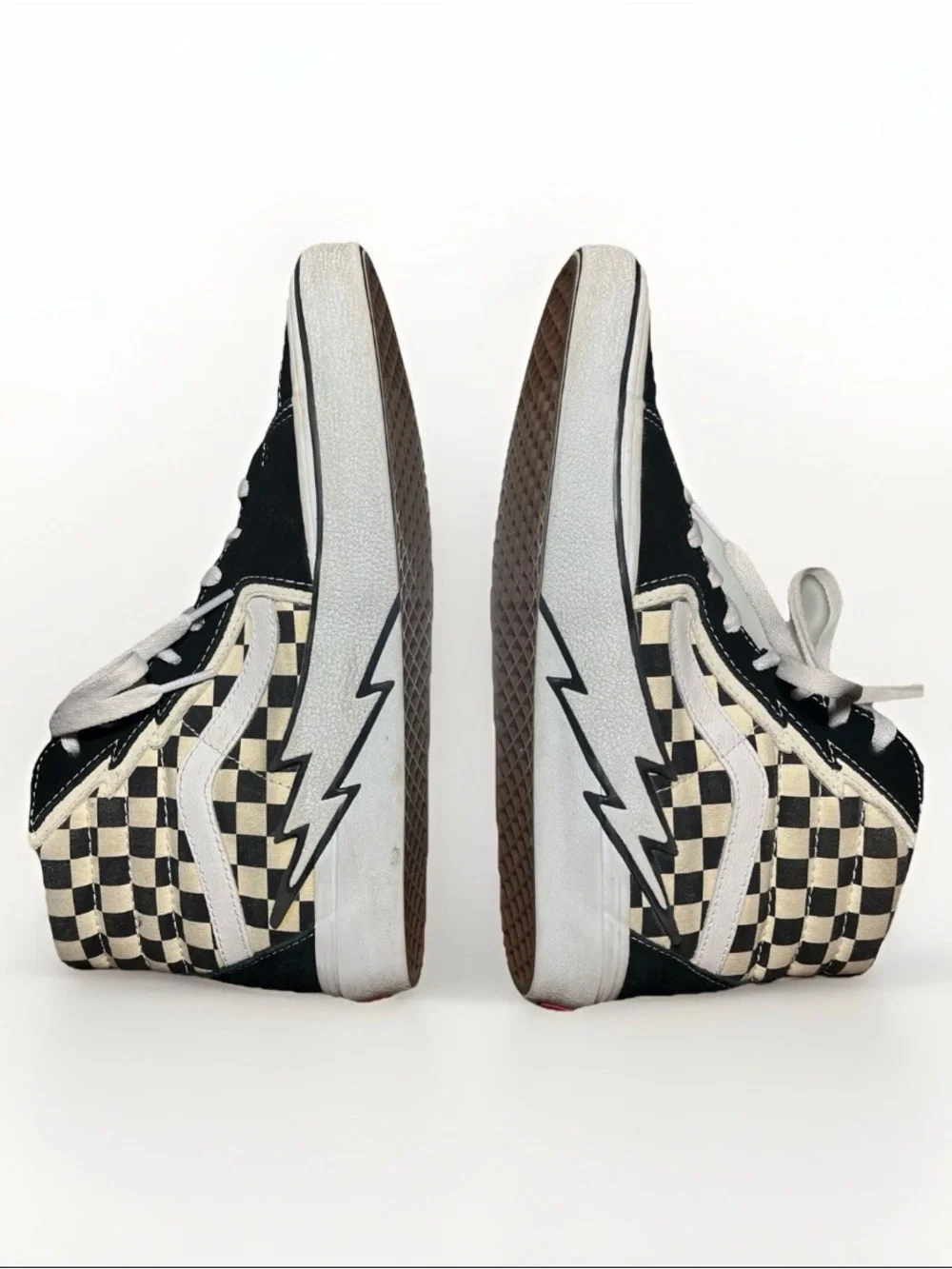 Vans Sk8-Hi Checkerboard High Top Sneakers - Black & Cream